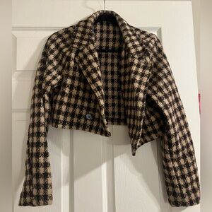 Cropped Houndstooth Women's Jacket